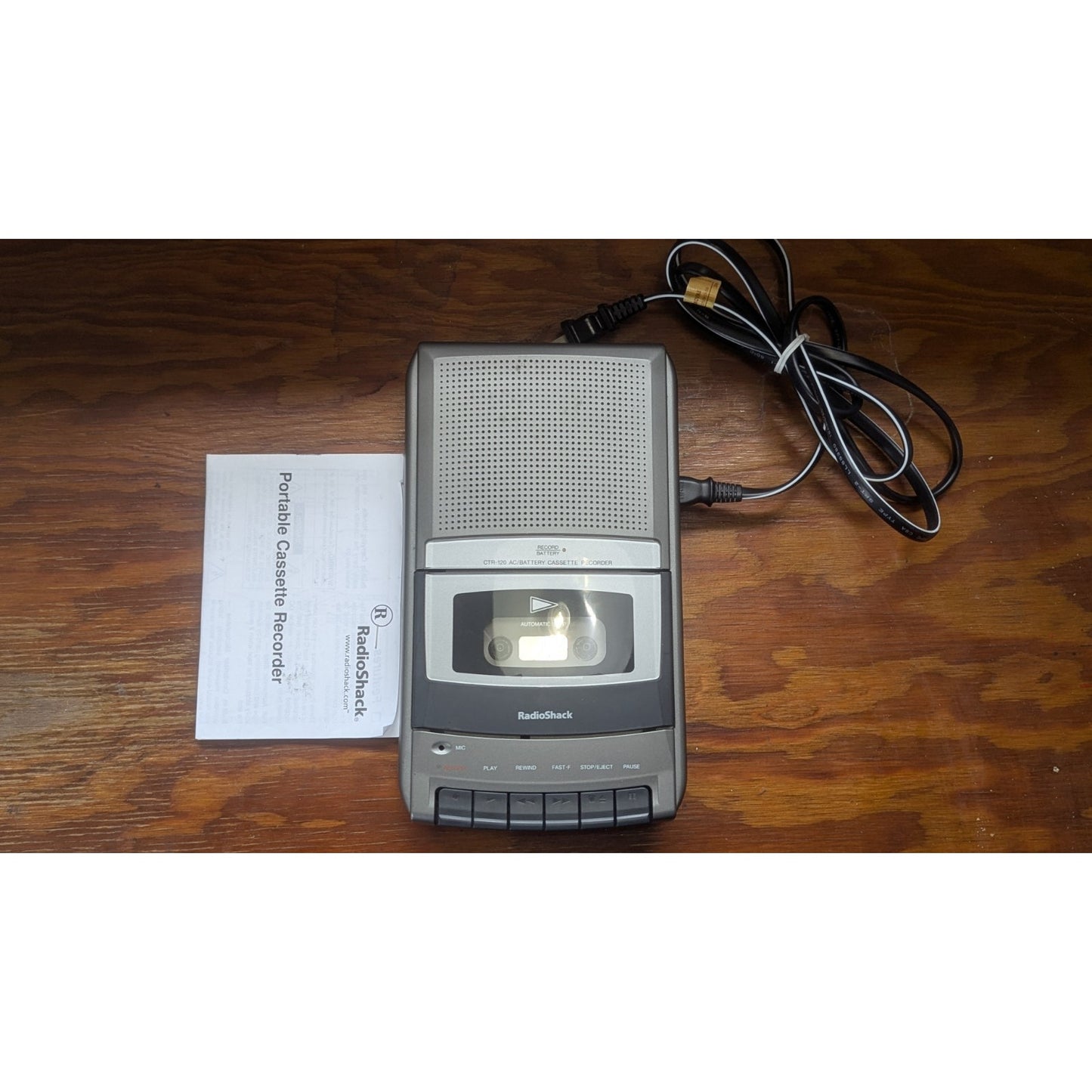 Radio Shack CTR-120 Portable Cassette Tape Recorder w/ Power Cord USED TESTED
