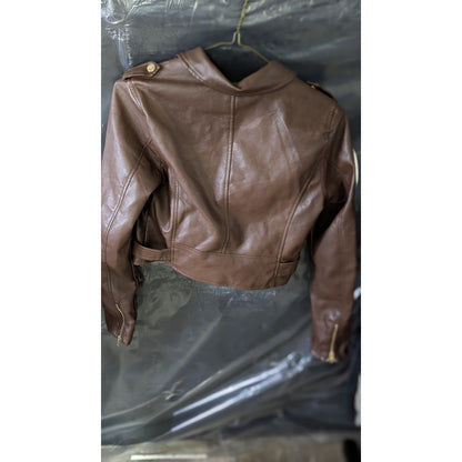 ASHLEY by 26 Intl Women's Size Medium Brown Faux Leather Moto Jacket Star Wars