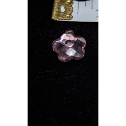 Vintage Swarovski Pink Crystal Flower Pendant Charm Swan Logo Rhodium