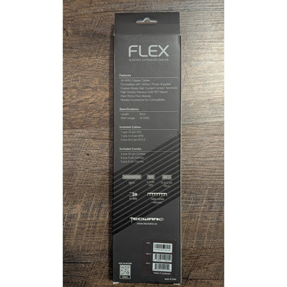 Tecware Flex Sleeved Extension Cable Kit Black Grey 24 Pin ATX 4+4 EPS PCI E New