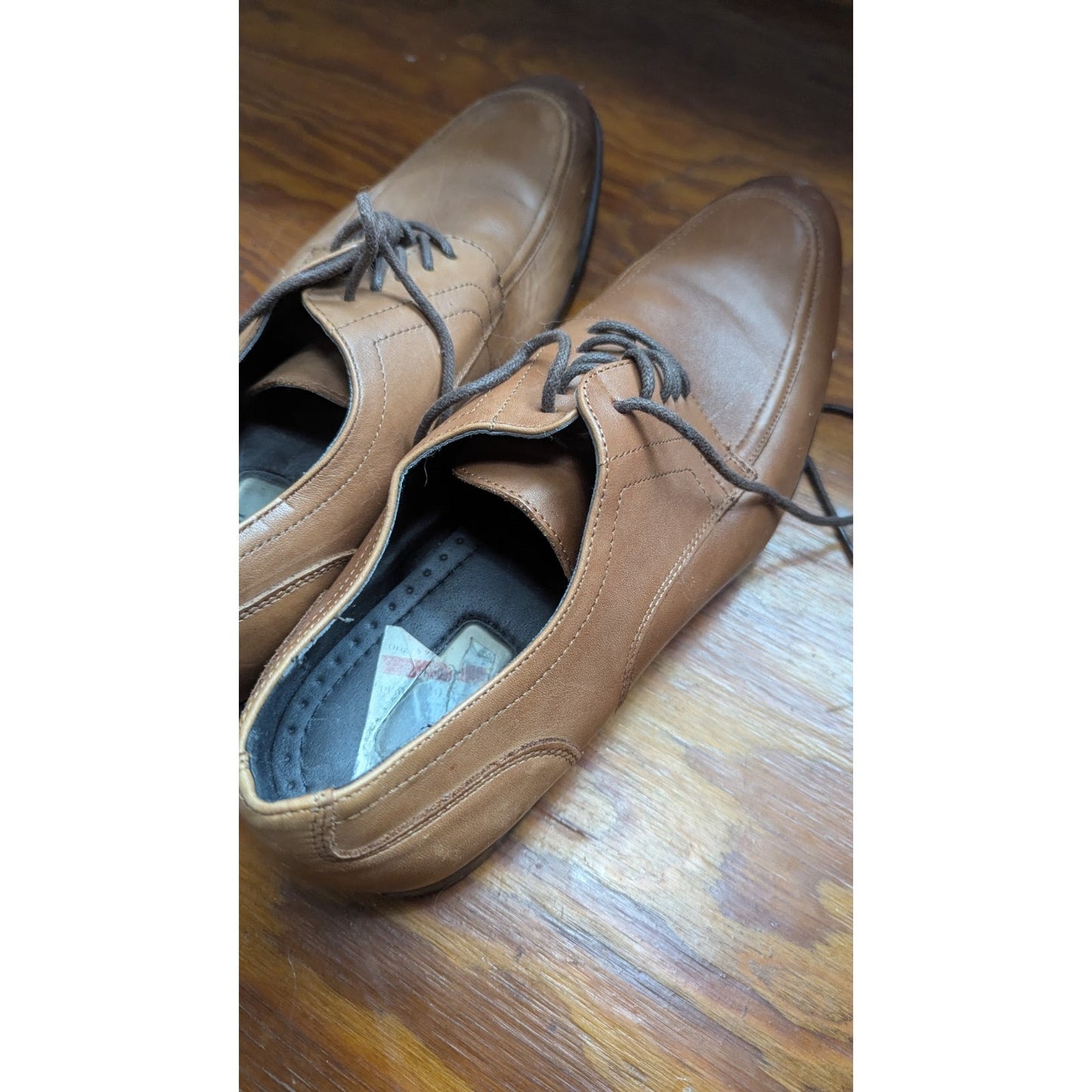 Alfani Platinum Alf Lewis Men's Tan Leather Apron Toe Derby Dress Shoes Size 10M