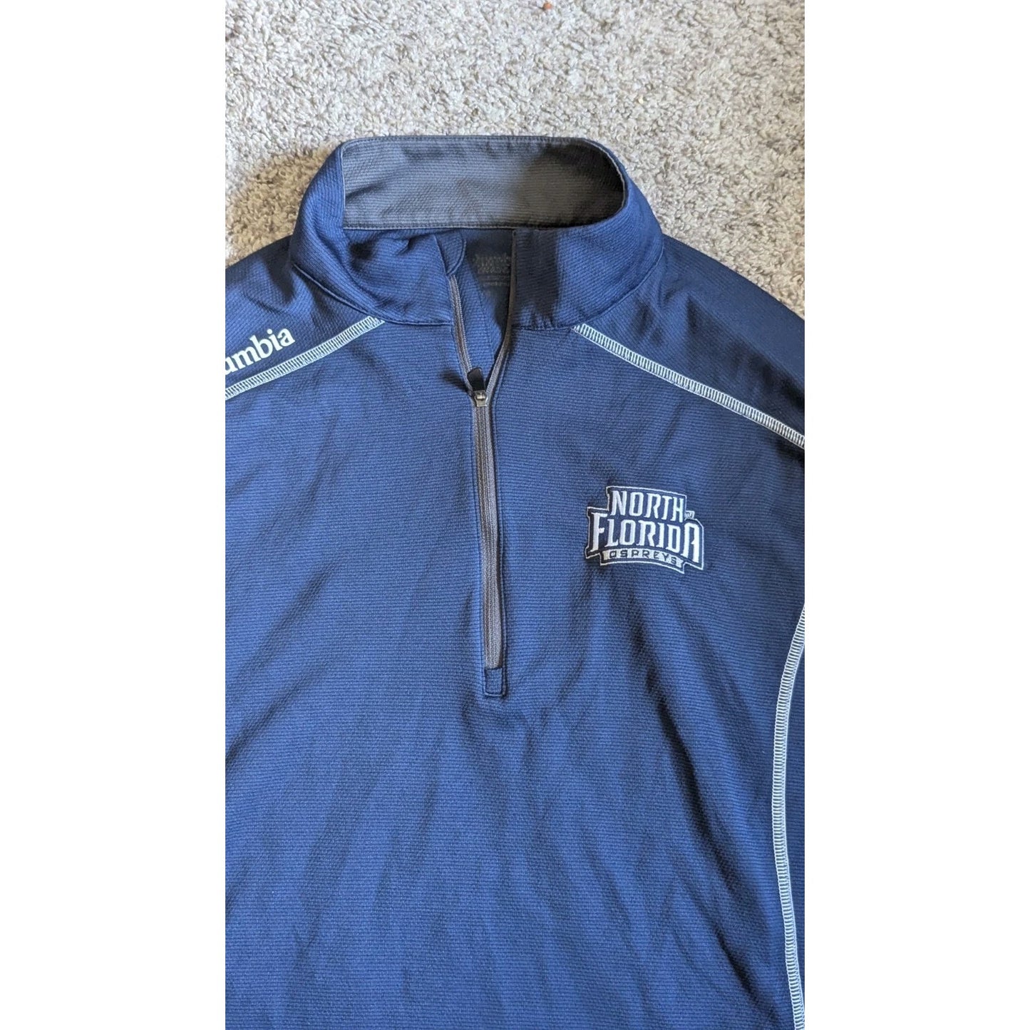 Columbia North Florida Ospreys 1/4 Zip Pullover Jacket Mens Large Blue L UNF