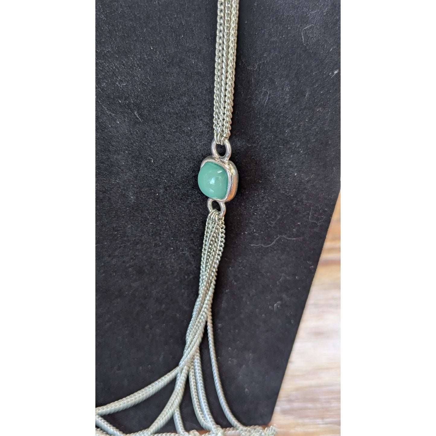 White House Black Market WHBM Multi Strand Green Cabochon Station Necklace 40 In