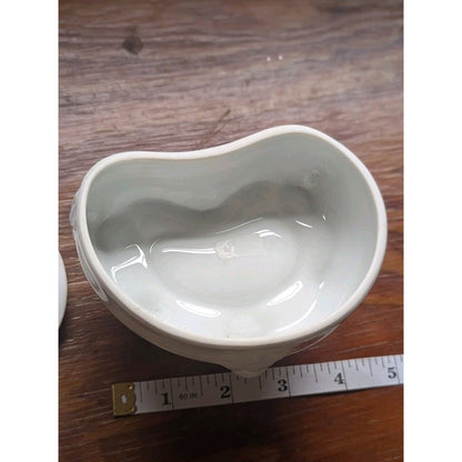 Vintage Hand Painted Porcelain Heart Trinket Dish Footed Pink Roses Signed