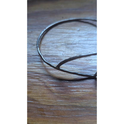 Hammered Hook On Bangle, Sterling Silver