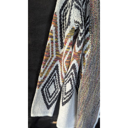 Woven Heart Womens M Open Front Cardigan Aztec Diamond Knit Sweater Ivory Multi