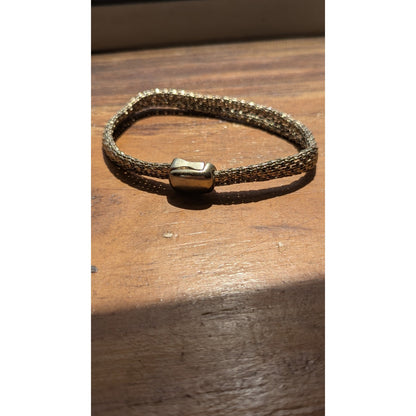 Vintage Monet Gold Tone Mesh Bracelet Magnetic Clasp Signed Designer Jewelry