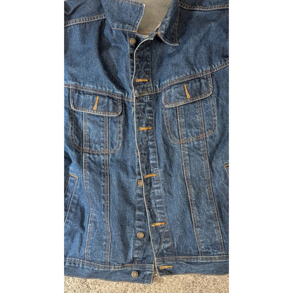 Wrangler Rugged Wear Mens Denim Jacket XLT Dark Wash 100% Cotton Trucker