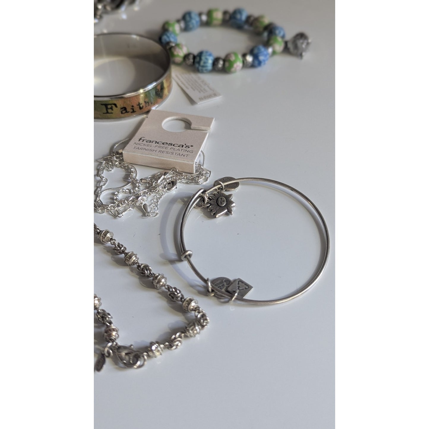 Women’s Jewelry Lot 6pc - Alex and Ani, Alexa’s Angels, Francesca’s, Silver Tone