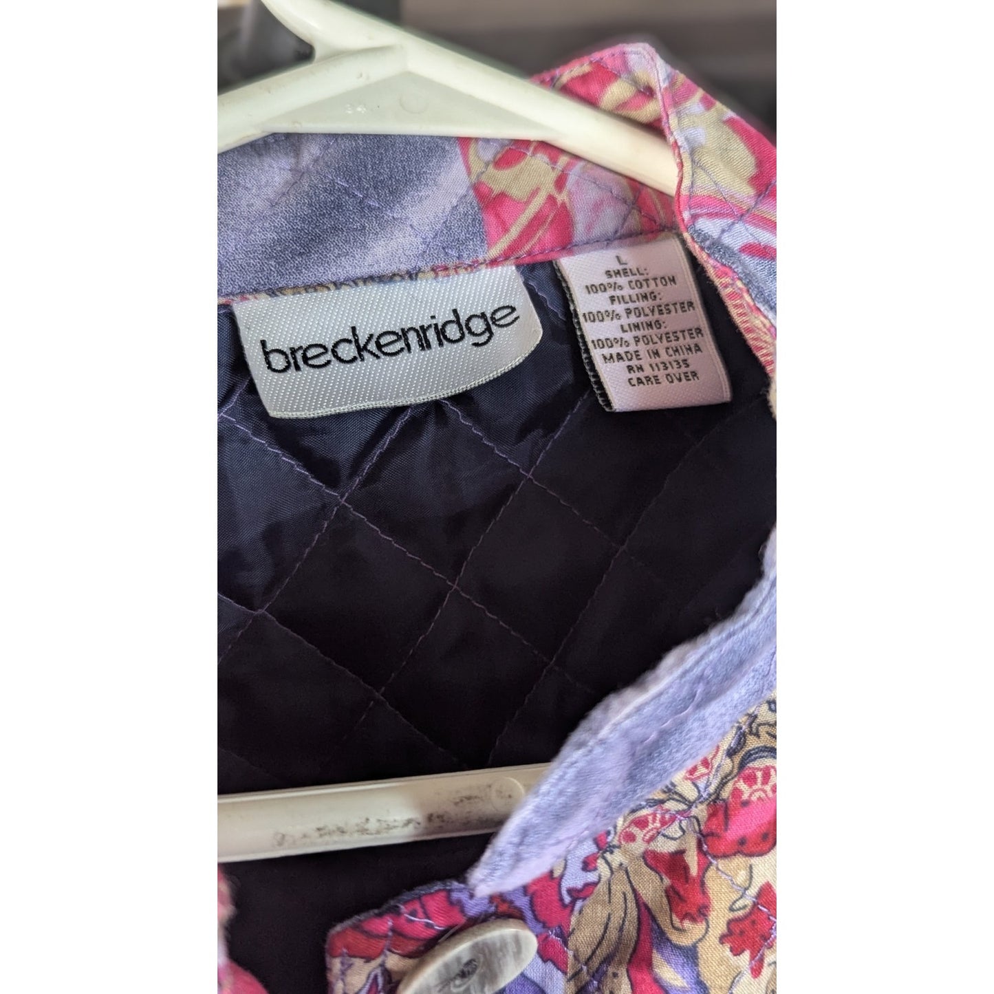 Breckenridge Womens L Quilted Patchwork Paisley Jacket Cotton Lined Boho Artsy