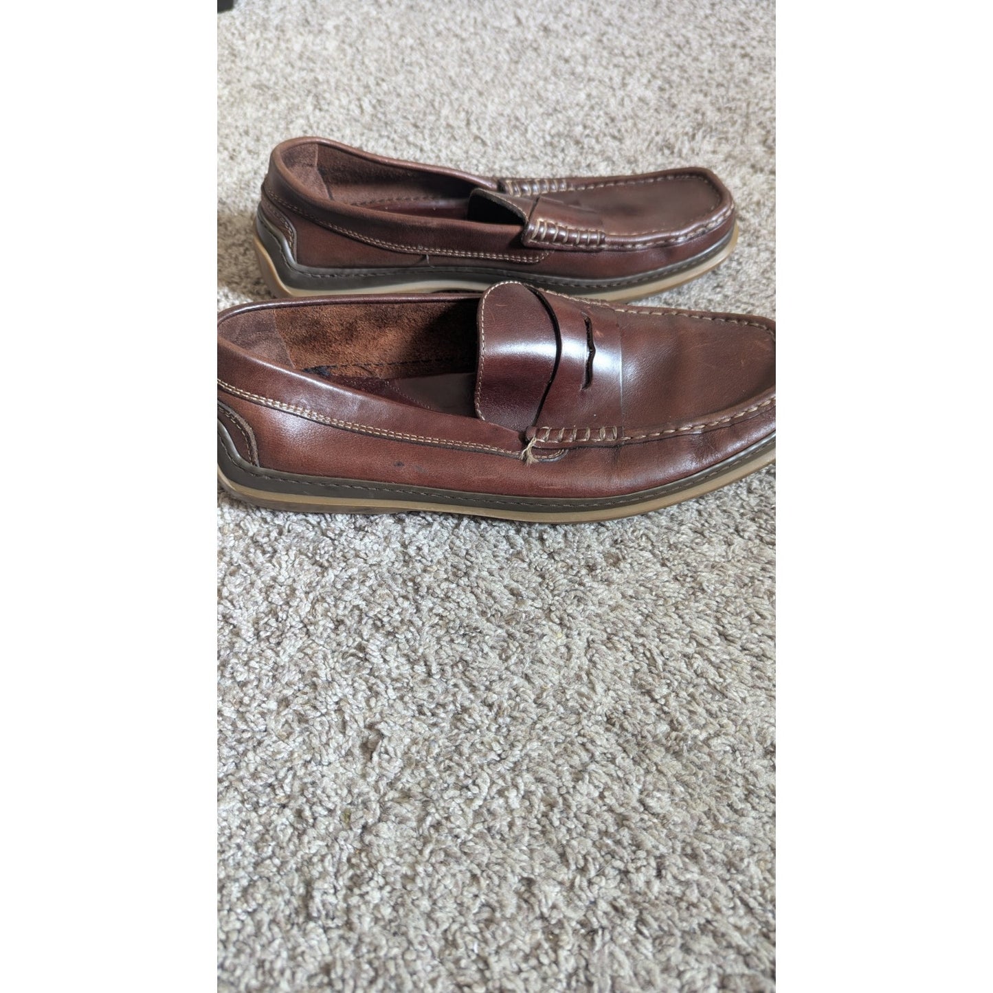 Tommy Bahama Men's Penny Loafers Size 11 M Brown Leather Driving Shoes Spain