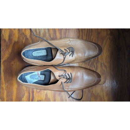 Alfani Platinum Alf Lewis Men's Tan Leather Apron Toe Derby Dress Shoes Size 10M