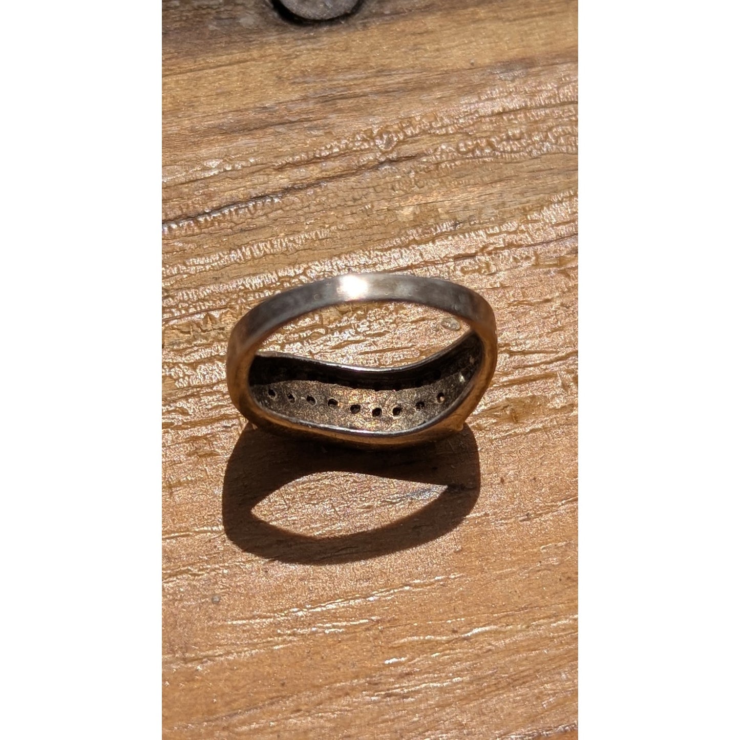 Vintage Estate Pave Rhinestone Wave Ring Silver Tone Sz 7 Cocktail